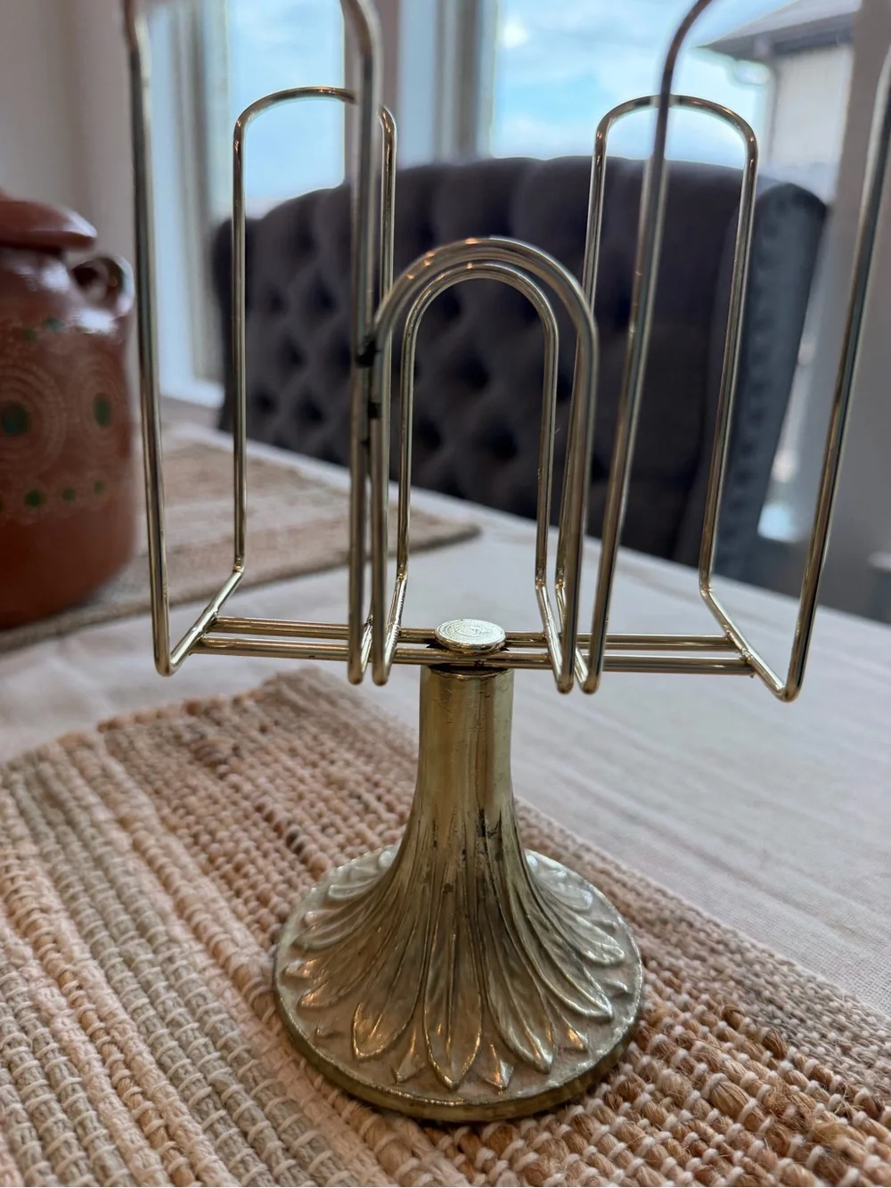 Brass Finish Decorative Napkin Holder - Gold Tone
